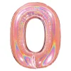 BALLON ALU CHIFFRE 0 102CM ROSE GOLD HOLOGRAPHIQUE