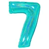 BALLON ALU CHIFFRE 7 102CM TURQUOISE HOLOGRAPHIQUE