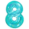 BALLON ALU CHIFFRE 8 102CM TURQUOISE HOLOGRAPHIQUE
