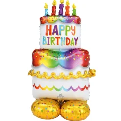 BALLON ALU GÂTEAU ANNIVERSAIRE 68X134CM MULTICOLORE