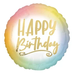 BALLON ALU HAPPY BIRTHDAY DORÉ 43CM MULTICOLORE