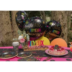 BALLON ALUMINIUM ANNIVERSAIRE MULTI 45CM NOIR