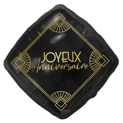 BALLON ALUMINIUM ANNIVERSAIRE GATSBY 50CM NOIR
