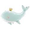BALLON ALUMINIUM BALEINE COURONNE 78X50CM BLEU