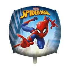 BALLON ALUMINIUM CARRÉ SPIDERMAN 46CM BLEU