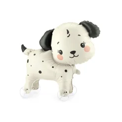 BALLON ALUMINIUM CHIEN À ROULETTES 70X59CM BEIGE