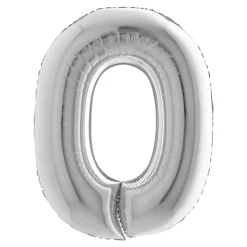 BALLON ALUMINIUM CHIFFRE 0 102CM ARGENT