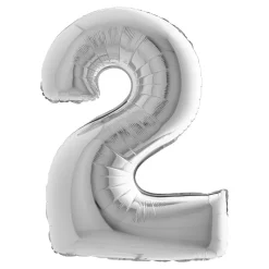 BALLON ALUMINIUM CHIFFRE 2 102CM ARGENT