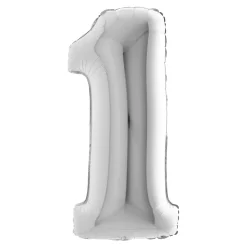 BALLON ALUMINIUM CHIFFRE 1 102CM ARGENT