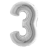 BALLON ALUMINIUM CHIFFRE 3 102CM ARGENT