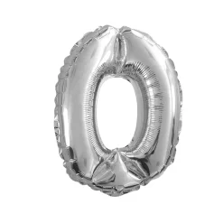 BALLON ALUMINIUM CHIFFRE 0 36CM ARGENT
