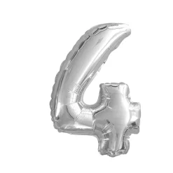 BALLON ALUMINIUM CHIFFRE 4 36CM ARGENT