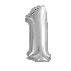 BALLON ALUMINIUM CHIFFRE 1 36CM ARGENT