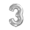 BALLON ALUMINIUM CHIFFRE 3 36CM ARGENT