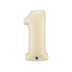 BALLON ALUMINIUM CHIFFRE 1 102CM BEIGE
