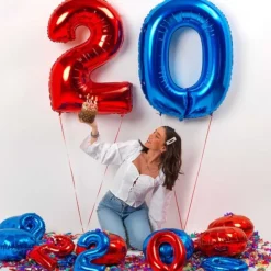 BALLON ALUMINIUM CHIFFRE 0 102CM BLEU