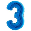 BALLON ALUMINIUM CHIFFRE 3 102CM BLEU