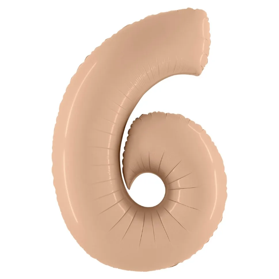 BALLON ALUMINIUM CHIFFRE 6 102CM NUDE SATIN
