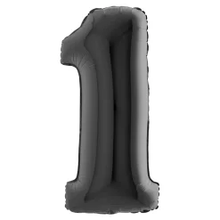 BALLON ALUMINIUM CHIFFRE 1 102CM NOIR