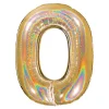 BALLON ALUMINIUM CHIFFRE 0 102CM OR HOLOGRAPHIQUE