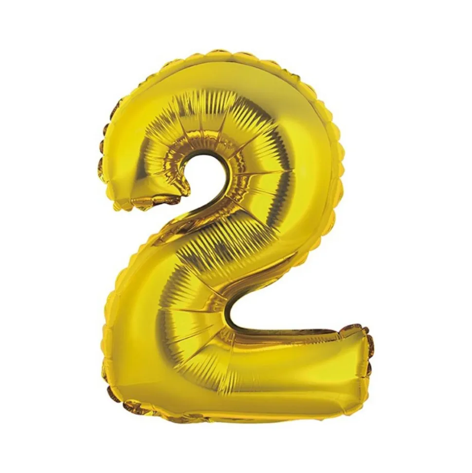 BALLON ALUMINIUM CHIFFRE 2 36CM OR
