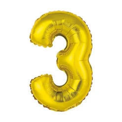 BALLON ALUMINIUM CHIFFRE 3 36CM OR