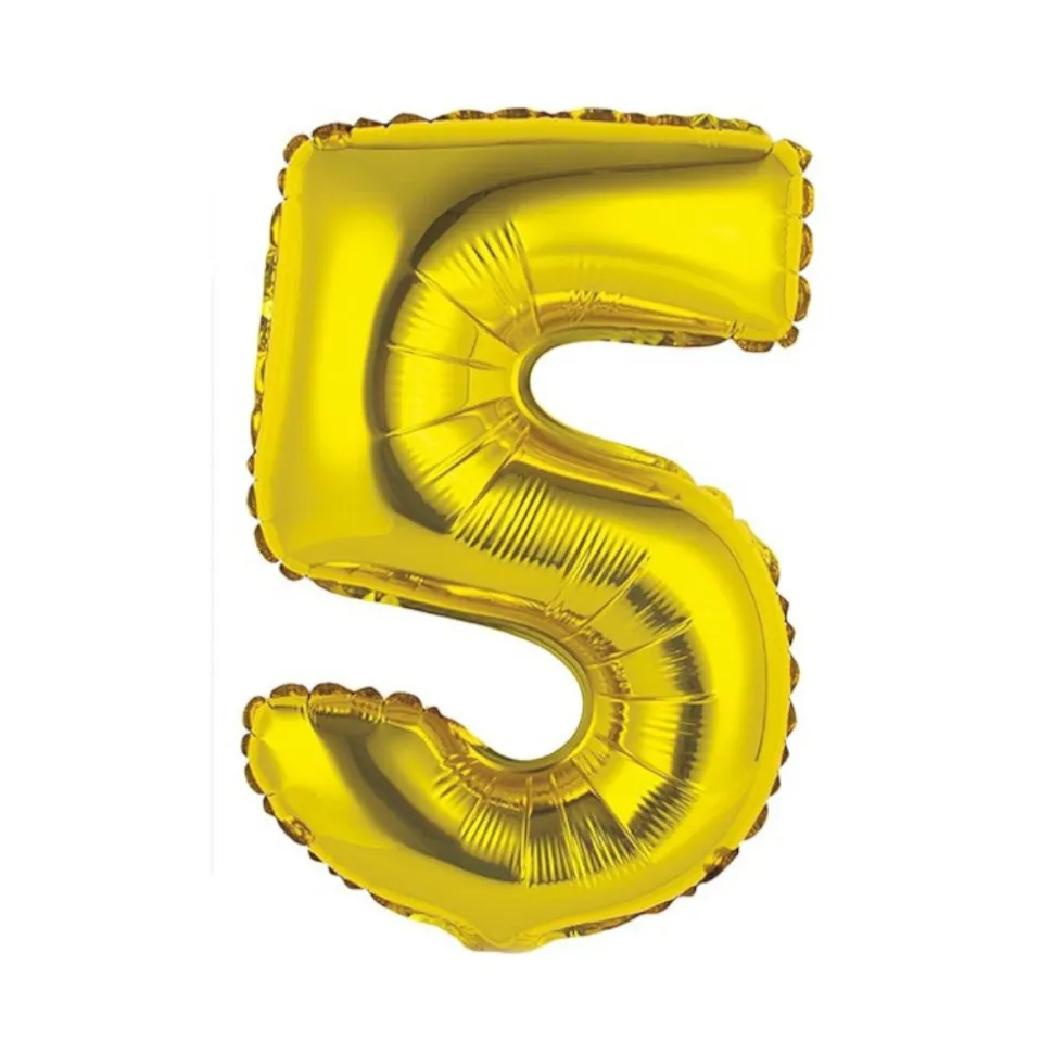 BALLON ALUMINIUM CHIFFRE 5 36CM OR