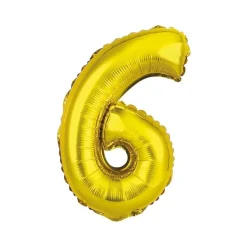 BALLON ALUMINIUM CHIFFRE 6 36CM OR