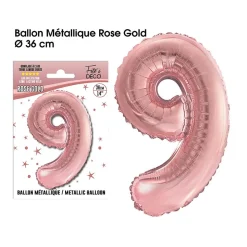 BALLON ALUMINIUM CHIFFRE 9 36CM ROSE GOLD