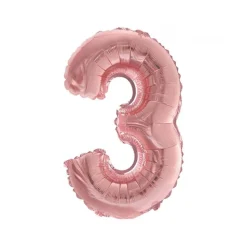 BALLON ALUMINIUM CHIFFRE 3 36CM ROSE GOLD