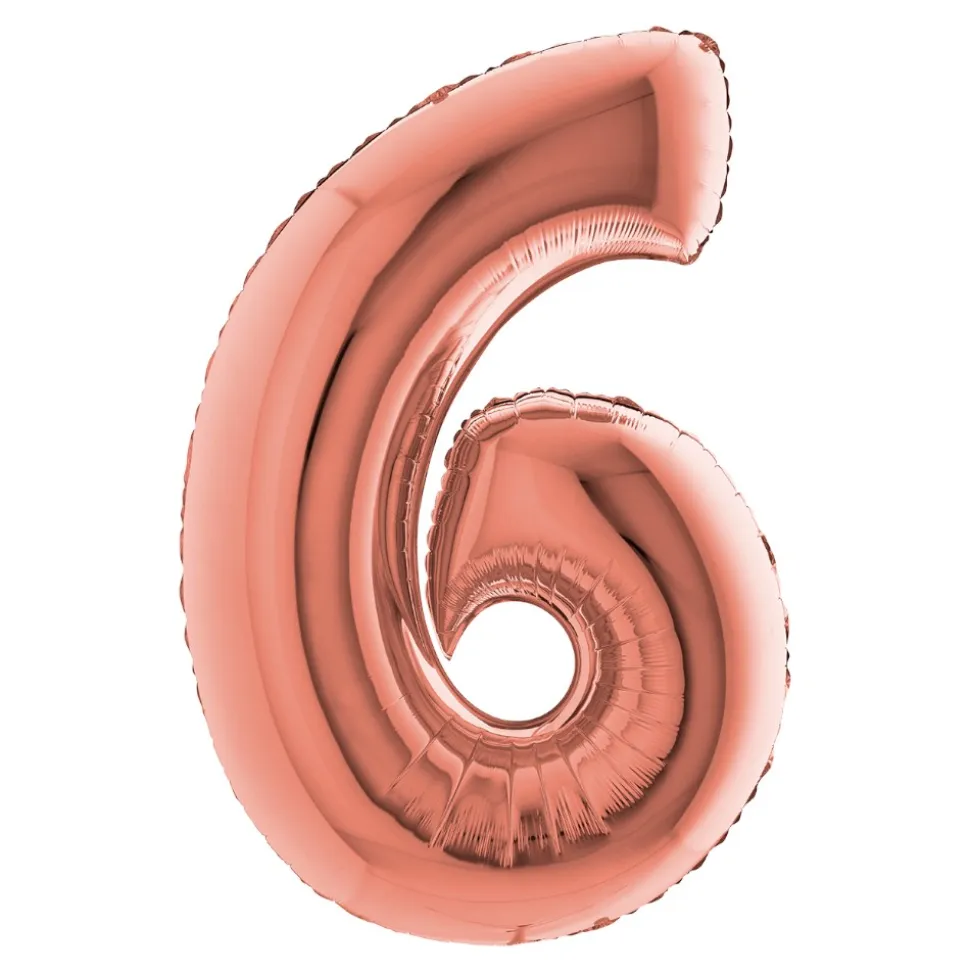 BALLON ALUMINIUM CHIFFRE 6 102CM ROSE GOLD