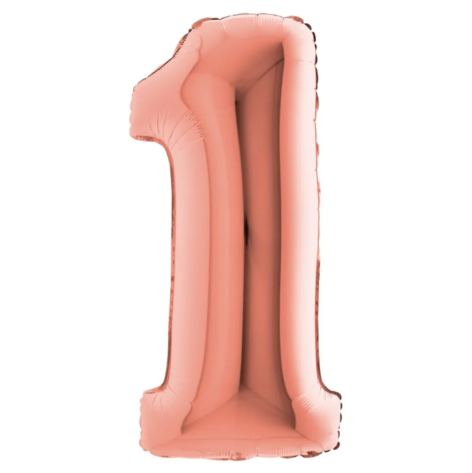 BALLON ALUMINIUM CHIFFRE 1 102CM ROSE GOLD