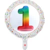 BALLON ALUMINIUM CHIFFRE 1 ÂGE 45CM MULTICOLORE