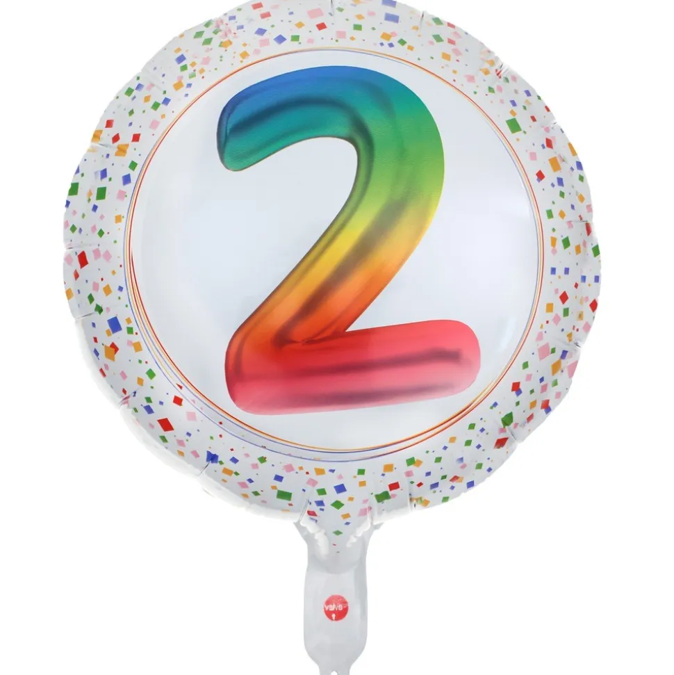 BALLON ALUMINIUM CHIFFRE 2 ÂGE 45CM MULTICOLORE