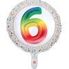 BALLON ALUMINIUM CHIFFRE 6 ÂGE 45CM MULTICOLORE