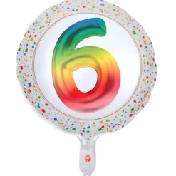 BALLON ALUMINIUM CHIFFRE 6 ÂGE 45CM MULTICOLORE