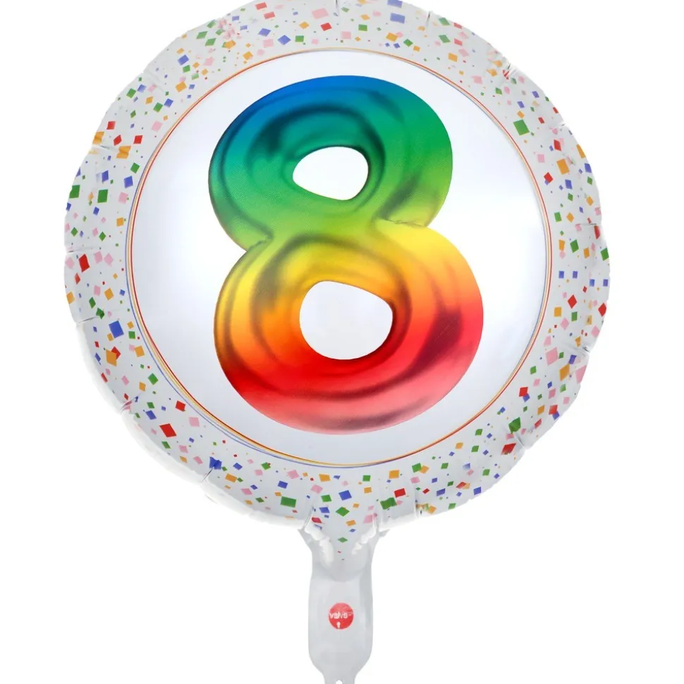 BALLON ALUMINIUM CHIFFRE 8 ÂGE 45CM MULTICOLORE