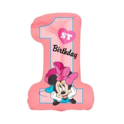 BALLON ALUMINIUM CHIFFRE 1 MINNIE 48X71CM ROSE
