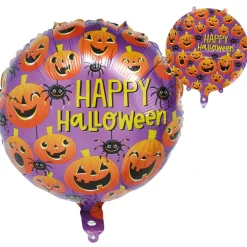 BALLON ALUMINIUM CITROUILLE ARAIGNÉE 50CM LILAS