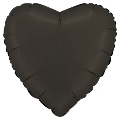 BALLON ALUMINIUM COEUR 46CM NOIR FUMÉ SATIN