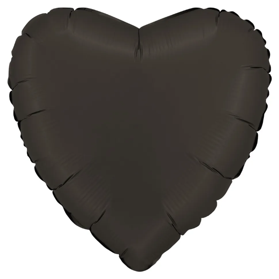 BALLON ALUMINIUM COEUR 46CM NOIR FUMÉ SATIN