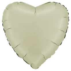 BALLON ALUMINIUM COEUR 46CM VERT OLIVE SATIN