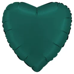 BALLON ALUMINIUM COEUR 46CM VERT ÉMERAUDE SATIN