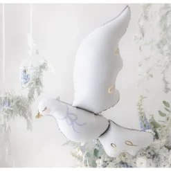 BALLON ALUMINIUM COLOMBE GRACIEUSE 62X90CM BLANC
