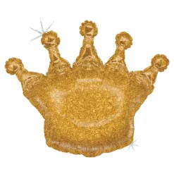 BALLON ALUMINIUM COURONNE 75X58CM OR PAILLETÉE