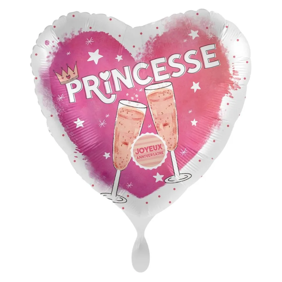 BALLON ALUMINIUM CUR ANNIVERSAIRE PRINCESSE 43CM