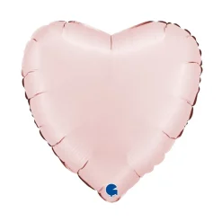 BALLON ALUMINIUM C?'UR SATIN 46CM ROSE PASTEL