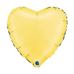 BALLON ALUMINIUM C?'UR SATIN 46CM JAUNE PASTEL