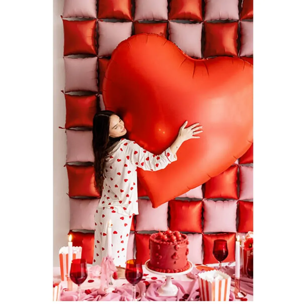 BALLON ALUMINIUM CUR 136X129CM ROUGE