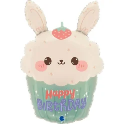 BALLON ALUMINIUM FORME CUPCAKE LAPIN 38X59CM